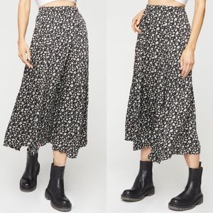 Pleated Sage Floral Midi Skirt
